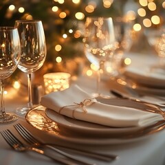 Elegant festive dining table setting