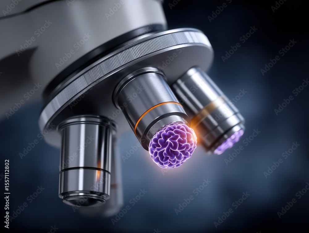 Poster advanced microscopic analysis revealing intricate neural connections illuminated by sophisticated le