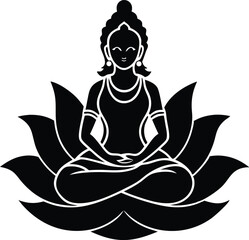 lakshmi on lotus vector icon