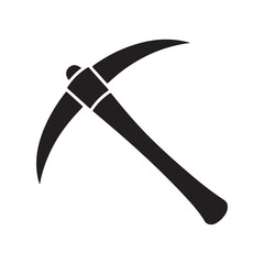 Black Pickaxe Illustration for Mining and Construction Themes

