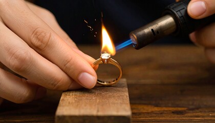 Jeweler Using Torch to Repair or Create a Ring