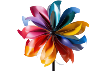 Pinwheel Fantasy A Burst of Rainbow Hues Against the Night Sky a Whimsical Dance of Colors and