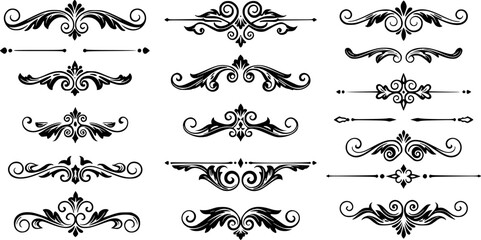 calligraphic ornamental divider collection line art silhouette vector illustration 