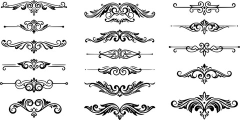 calligraphic ornamental divider collection line art silhouette vector illustration
