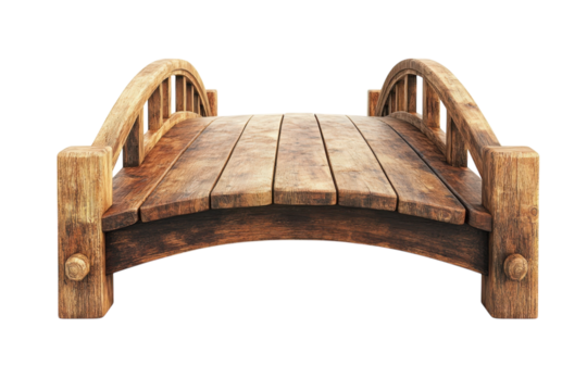 Rustic wooden bridge arches naturally inviting path fantasy landscape detail craftsmanship timber