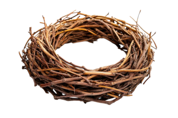 Rustic twig wreath nest natural art decoration creative handmade organic circle botanical brown