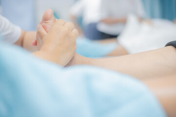 Acupuncture foot massage for hotel guests at the spa