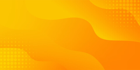 Bright orange-yellow gradient abstract fluid wave background with halftone, modern dynamic wallpaper. Suitable for templates, sales banners, business, ads, web and pages