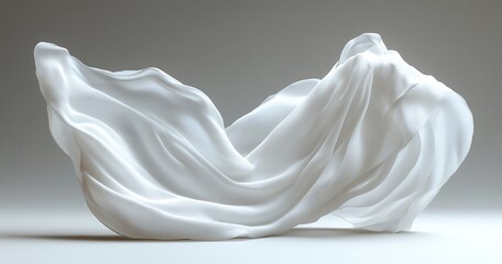 Elegant Fabric Mockup Flowing White Textile Design