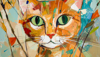 Portrait art of a cat's face