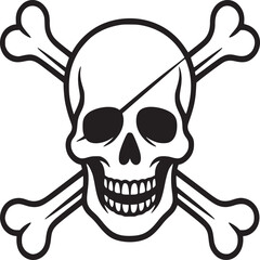 Skull and crossbones pirate flag vector illustration graphic design element symbol danger sign icon art on transparent background silhouette
