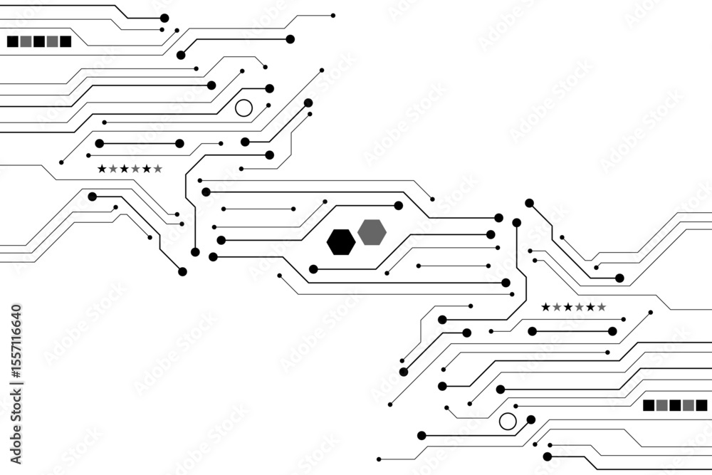 Aufkleber electronic circuit with empty space on white background. dots and lines connection circuit design