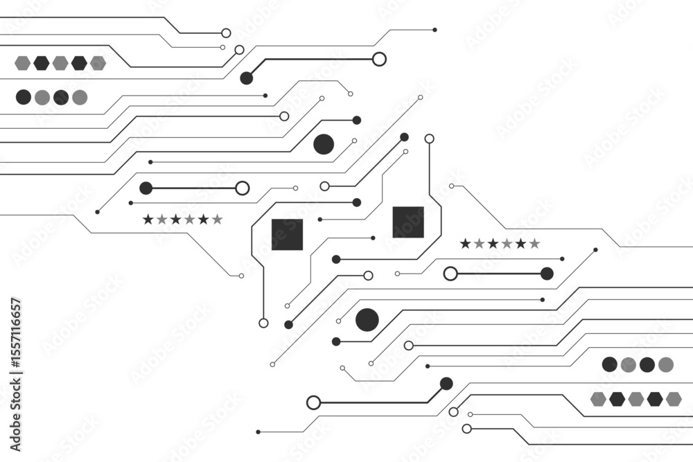 Aufkleber electronic circuit with empty space on white background. dots and lines connection circuit design