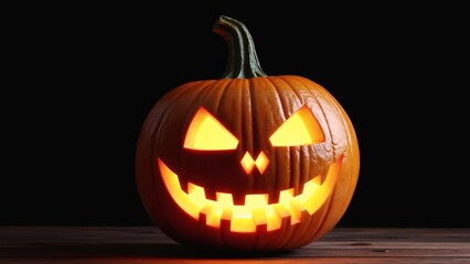 Real Jack O Lantern for halloween isolated on black background