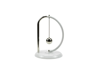 Newtons Cradle Elegant Metal and White Base Desk Ornament isolated on transparent background