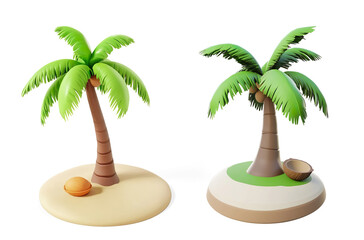 3D Stylized  Palm Tree Illustration of transparent background
 