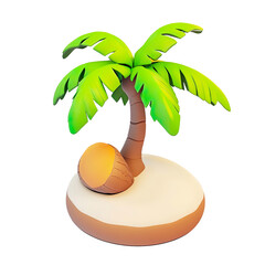3D Stylized  Palm Tree Illustration of transparent background
 