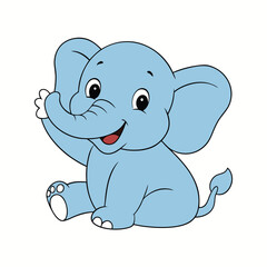 Adorable baby elephant joyfully waving its trunk in a vibrant colorful vector design