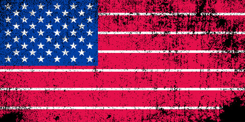 Grunge USA flag isolated on black background.