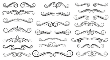 Collection of decorative swirls and flourishes, various ornate dividers and design elements.