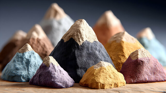 Colorful Handmade Paper Mache Mountain Range Art