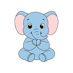 Adorable baby elephant joyfully clapping its front feet with a playful and cheerful expression