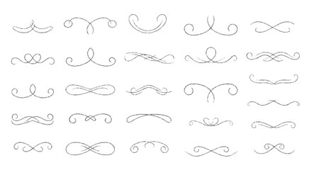 Collection of elegant, hand-drawn, decorative swirls and dividers for design projects.