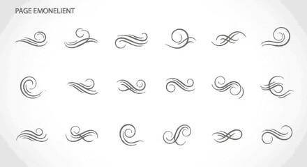 Decorative flourishes and swirls in a row, creating an elegant design element.