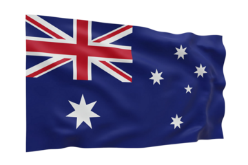 Australia flag illustration with blue field, isolated on transparent background 