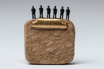 Creative interpretation of abstract figures standing on textured surface representing unity and collaboration in business environment seeking innovative solutions
