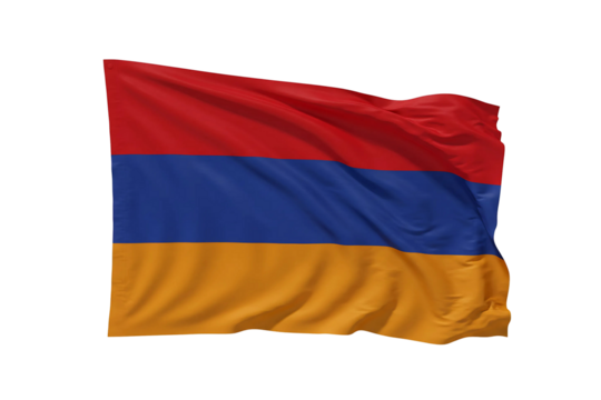 Armenia flag illustration with red, blue, and orange horizontal stripes, isolated on transparent background for national branding or design projects