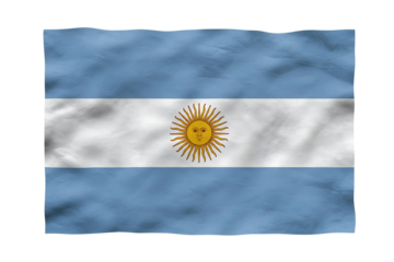 Argentina flag illustration with light blue and white horizontal stripes and a golden sun symbol, isolated on transparent background for national or sports-related designs.