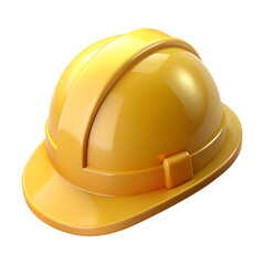 Fototapeta premium yellow helmet construction 3d rendering isolated on transparent background. Cartoon plastic style 
