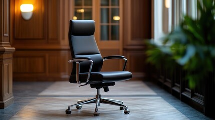 Executive office chair in a modern corporate interior environment