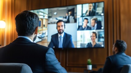 Business meeting on a large screen