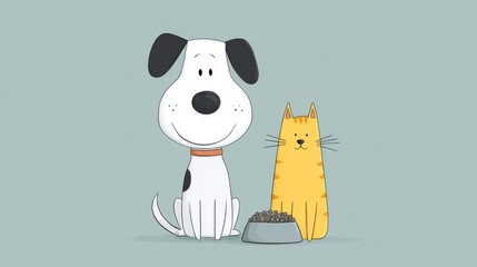 Whimsical feline and canine duo poised elegantly, amid Purr-nival Festival, celebrating unexpected cuddly camaraderie and pet appreciation