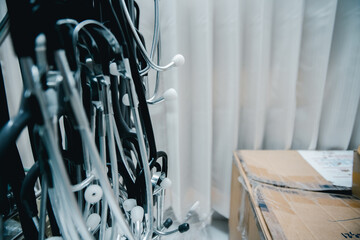 Medical stethoscope or phonendoscope in room patients for treatment
