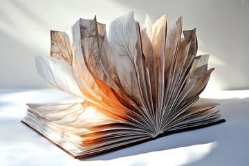 Soft book with textured pages opened to reveal interactive elements 