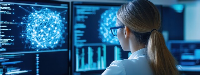 Female Data Scientist Engaged in Machine Learning Tasks