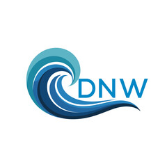 Fototapeta premium DNW Creative Ocean Wave Symbol with Text, Blue Wave Icon with Company Name , DNW Later Logo, Modern Aqua Wave Business Logo. 