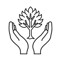 Obraz premium protective hands with tree outline icon