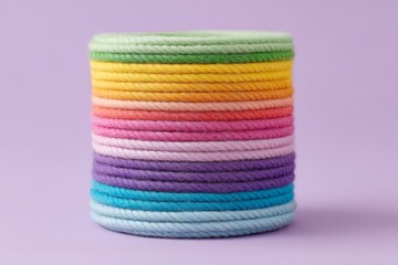 A vibrant stack of rainbow ropes, reminiscent of Lunar New Year lanterns, whispers of children's laughter and craft magic