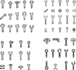 wrench icons tool spanner wrench symbol hand tool repair adjustable wrench wrench symbol icon maintenance mechanical tool toolbox tightening fixing wrench icon set hand wrench tool ki