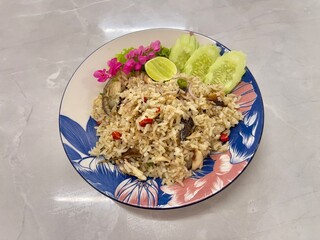 Flaked fish with rice, Thai classic lunch menu
