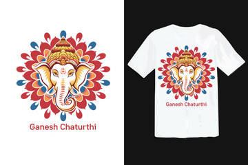Ganesh Chaturthi T shirt design with Lord Ganesha illustration