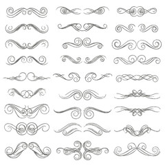 Fototapeta premium Collection of elegant, ornate, decorative swirls and flourishes for design.