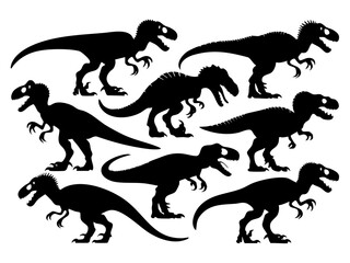 Dinosaur silhouette vector illustration tyrannosaurus rex jurassic period prehistoric animals t rex silhouette art