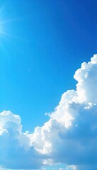Sunny Day Serenity Vast Blue Sky with Fluffy Cumulus Clouds, Perfect Summer Background