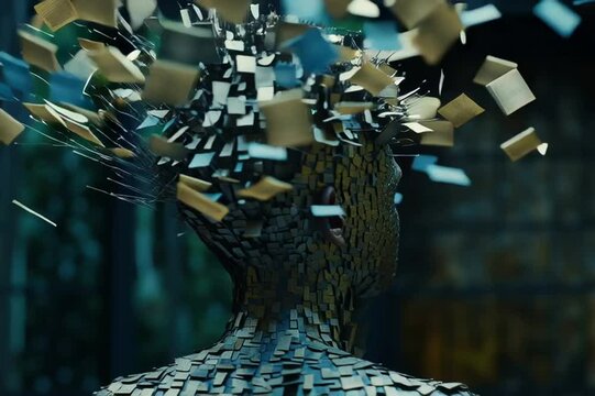 Human mind augmented by gen AI, large language models, generative artificial intelligence exploding with ideas and capabilities, knowledge is power concept