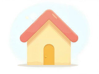 Minimalist yellow house with red roof, perfect for home and property illustrations. Generative AI